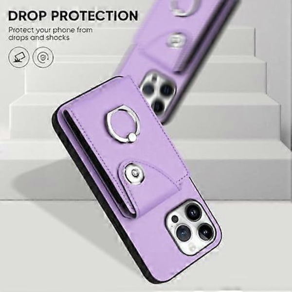Kompatibel med iPhone 16 Pro Max Wallet Case med kortholderdesign 360° rotationsringstand Snap-knap Stødsikker beskyttelsesetui til iPhone 16 Pro