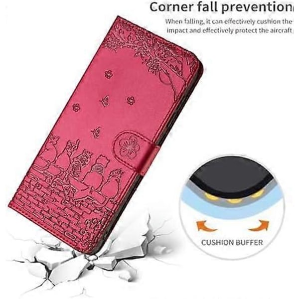 Fodral Kompatibelt med iPhone 16 Pro Max, PU Läder Flip Skyddande Telefonfodral Kortplatser Präglad Kattblomma Fodral med Handledsrem för iPhone 16 Pro Max
