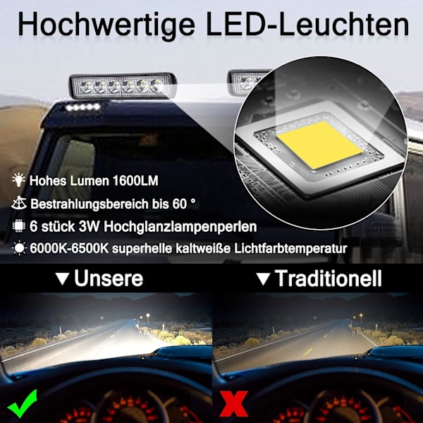 4 x 18W LED arbeidslys, LED ekstra frontlykter