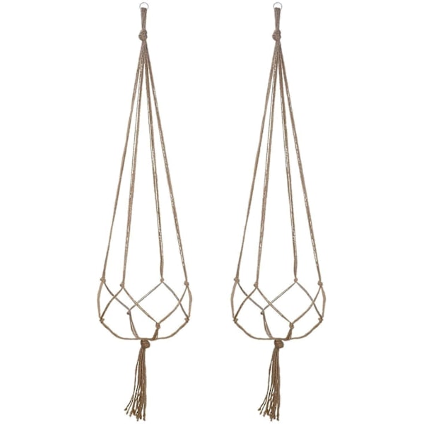 Naturlig Jute Växt Hängare Hemp Macrame Rep Blomkruka Växt