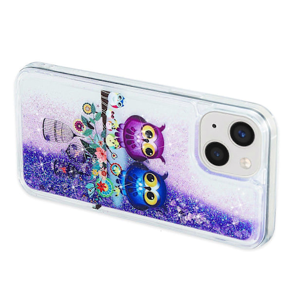 För iPhone 15 Plus Mönstertryck TPU Telefonskal Glitter Bling Pulver Kvicksand Smartphone Skal