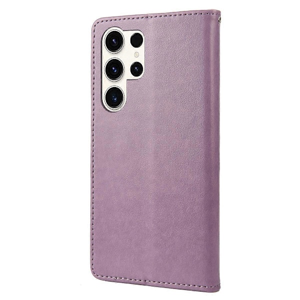 Flip læder telefoncover med sommerfugl og blomstermønster til Samsung Galaxy S23 Ultra 5G