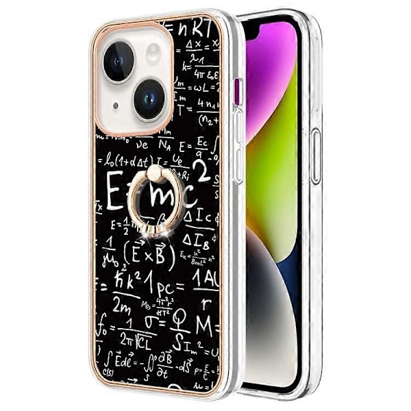 Elektropläterat IMD-mobilskal med dubbelsida och ringhållare för iPhone 15