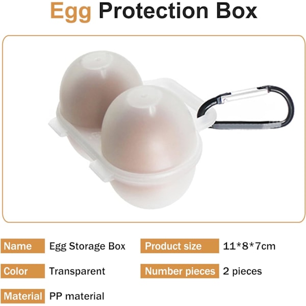 2 Ruten Eggbeholder, Eggoppbevaringsboks i Plast med Støtsikker Beskyttelse, Bærbar Eggbrettdispenser