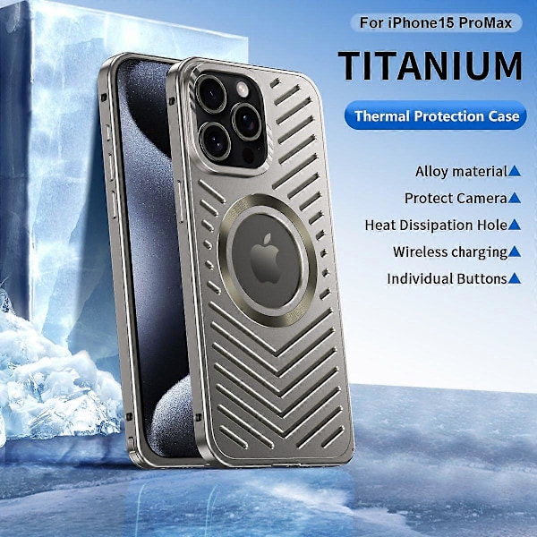 Til iPhone 15 Pro Max Cover Varmeafledning Hul Aluminium Legering Telefon Cover