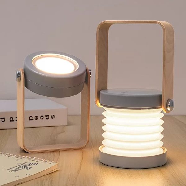 LED nattlampe ved sengen, retro touch, justerbar, sammenleggbar gray