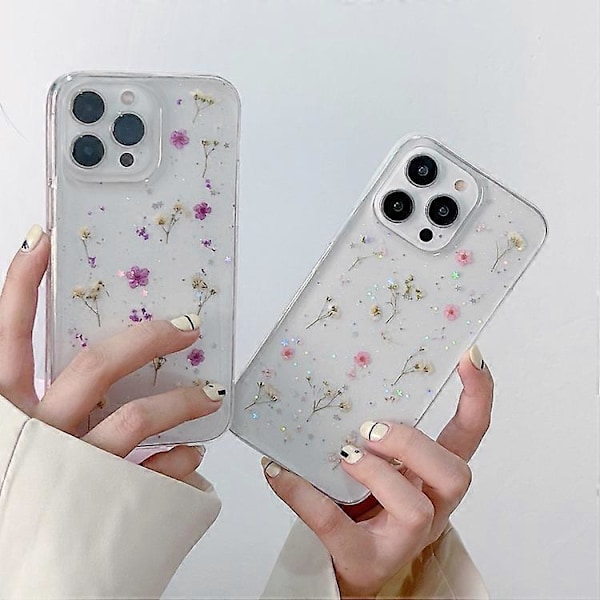 För iPhone15 Pro Gypsophila Blommor Mönster TPU Skyddande Mobiltelefon Skal