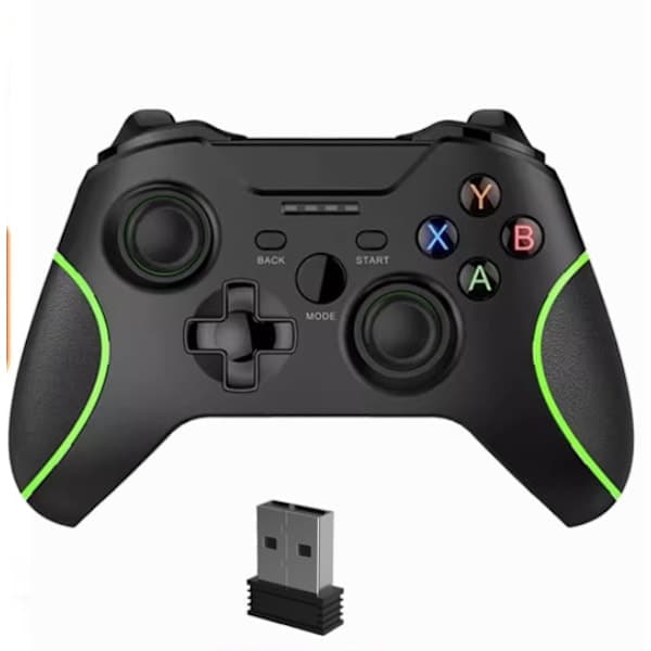 Trådløs controller, spilcontroller Gamepad 2.4ghz Sort