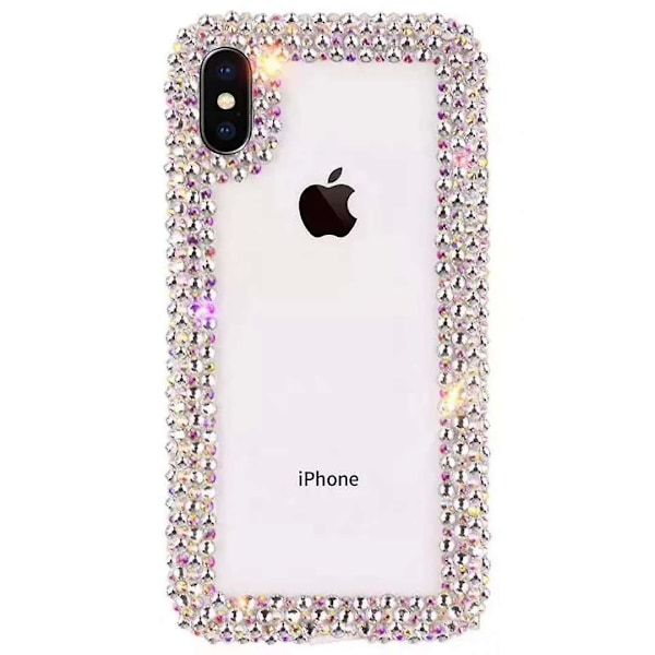 Ylellinen kimalteleva kristallinen 3D-kotelo iPhone 13 Pro Max -puhelimelle, strassitimantti-puskuri, kirkas suojakotelo