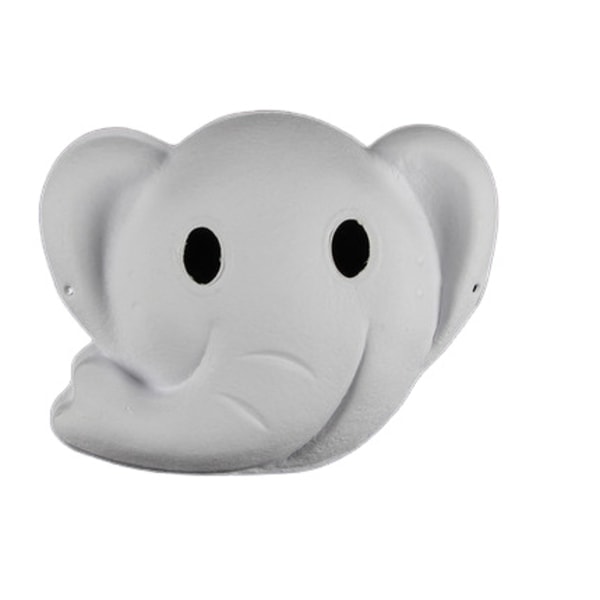 Halloween barnmask vit handmålad pulpmask barnmålningsmask vit embryo färgläggningsmask elefant elephant