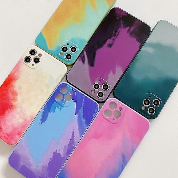 För iPhone 12 Vattenfärg TPU Mjukt Stötsäkert Skyddsfodral (Vårkörsbär)