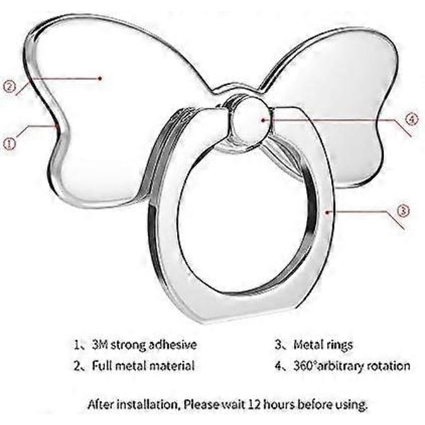 Fingerring Stabilitetshållare Baksida Ställbar Hopfällbar Handgrepp Knopp Loop Bilfäste Krok Stöd 360 för iPhone Samsung Galaxy Mobil Söta Tillbehör