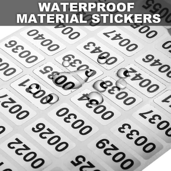 Vanntett nummerert etikettklistremerke