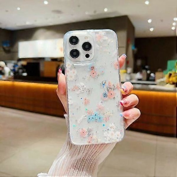 För iPhone 15 Fräscht Litet Blommigt Mobilskal Dropplim Skyddande Fodral