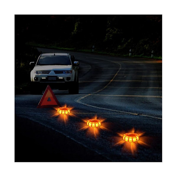 Led Vägflares Nödljus Vägkantsvarning Säkerhetsdisk Beacon Blinkande Flare Kit, rund