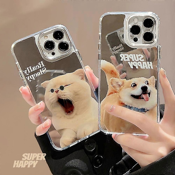 Til Apple 14 mobiltelefoncover iphone14promax galvaniseret spejl trendy sød kat iPhone15PLUS