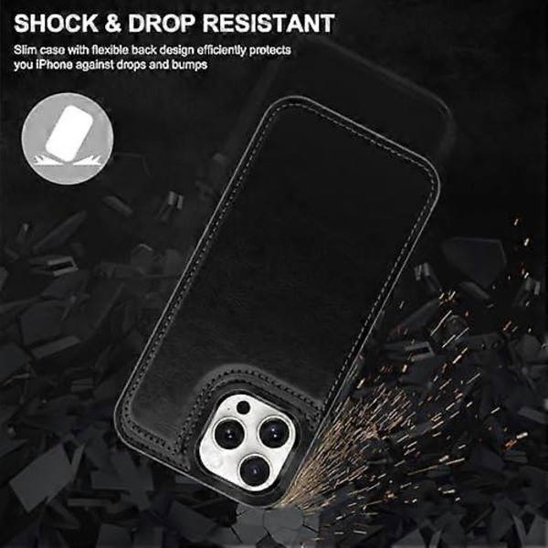 iPhone 15 Pro Max Plånboksfodral med Korthållare, Premium PU Läder Ställ Korthållare Fallsäkert Stöttåligt Robust Skyddande Flipfodral för Apple iPho