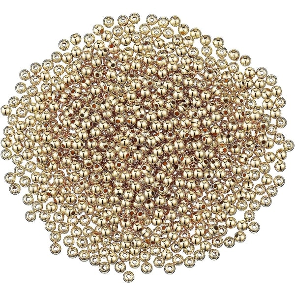 3000 st 4 mm Släta Runda Pärlor Små Distanspärlor Runda Kulor Sömlösa Lösa Pärlor för Armband Halsband Smycken DIY Hantverk (Guld)