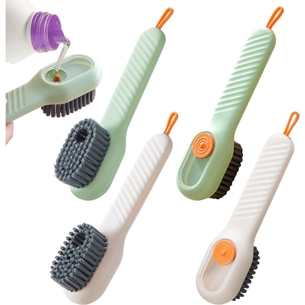 4-pack mjuk borste rengöringsborste skoborste lämplig för skor, kläder, multifunktionell press skoborste, automatisk flytande borste, hushåll