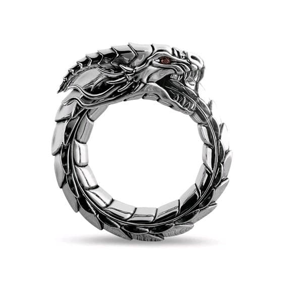 Punk Dragon Ring, drakring, gotisk roséguld drakhuvudring 9
