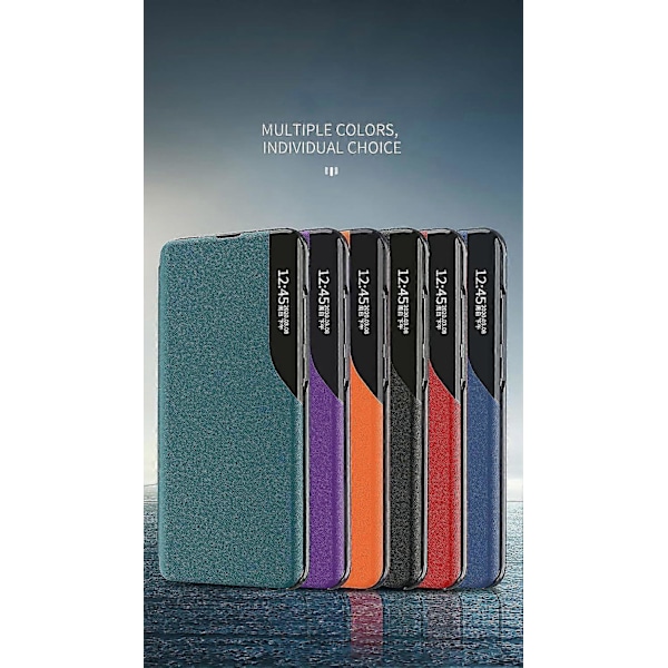 Telefoncover til Huawei P30 Lite, Huawei P30 Lite Cover Bookstyle Clear View Vindue Flip Stødsikkert PC-skal PU Læder Flip Wallet Case med Støttefod