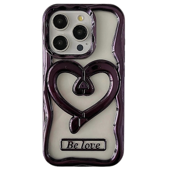 iPhone 15 Pro Kuori Rakkaus Sydän Jalusta TPU Galvanoidulla Kirkkaalla Puhelinkuorella