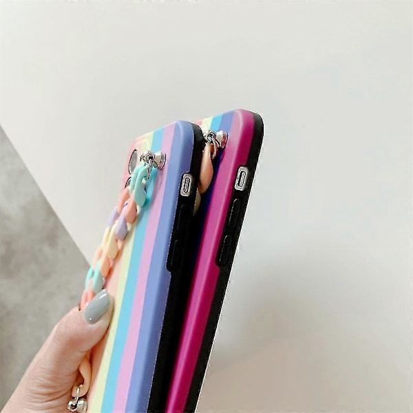 För Iphone 12 Mini Regnbåge Stöttåligt Skyddsfodral Med Regnbågsarmband (a)