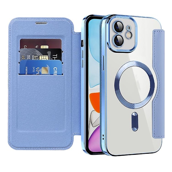 For iPhone 13 Shield Magsafe RFID Tyverisikret Rhombus Læder Telefon Cover