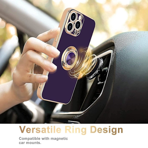360 Graders Roterande Magnetisk Bilhållare Fodral för iPhone 14 Pro Max, Lila