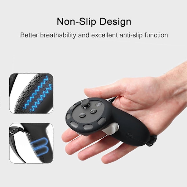 Greb Cover til Meta Quest 3 Controller, Anti-Slip Silikone Cover med Justerbar Knuckle Rem