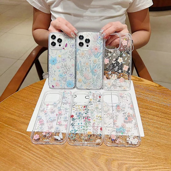 För iPhone 15 Fräscht Litet Blommigt Mobilskal Dropplim Skyddande Fodral