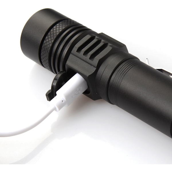 Superstark USB-ficklampa LED Polis Taktisk Ficklampa