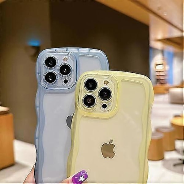 Kompatibel med iPhone 15 Pro Max Skal 2023 6.7 \", Sött Kawaii Lockig Vågformad Ram Mjukt Silikon Stöttåligt Skyddande Telefonskal för Kvinnor Flickor