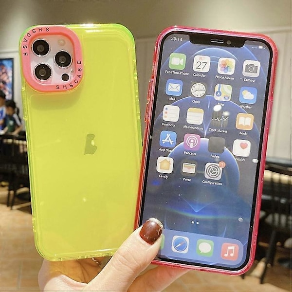Färgglad Kontrast Linsram Transparent TPU Mobilskal för iPhone 15