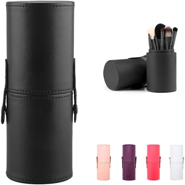 Makeup Penselholder Læder Bærbar Sort