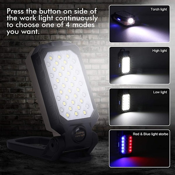 Arbeidslys, byggebelysning, batterier, LED-verkstedlys