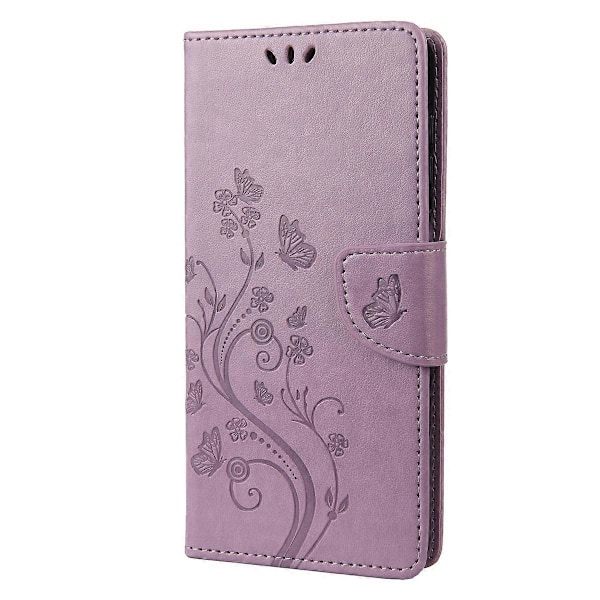 Fodral för Samsung Galaxy S23 Ultra 5G med fjärils- och blomstermönster, flip-modell i läder