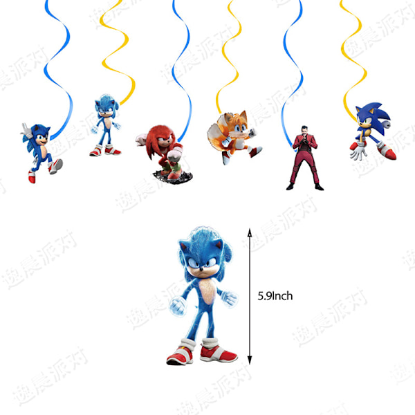 Sonic Bursdagskake Innstikkskort Ballongdekorasjon