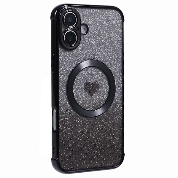 Skal för iPhone 16 Plus Gradient Sparkle TPU Mobilskal Kompatibelt med MagSafe - Svart
