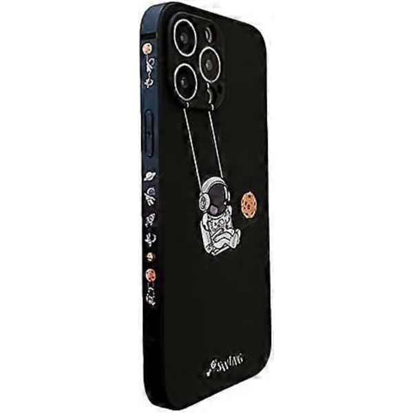 för iPhone 16 Pro Max Sött Skal, Cool Tecknad Gungande Astronaut Planet Måne Design Stilfull TPU Stötfångare Stötsäker Anti-Slip Skyddande Mode Skal