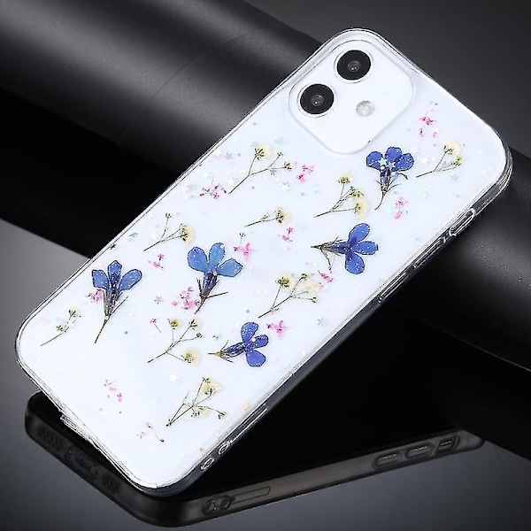 Til Iphone 12 Mini Gypsophila Blomster Mønster Tpu Beskyttelsesetui (blå)