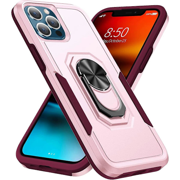 PinkCase til iPhone 13 Pro Max Nyt Design med 360 Graders Roterende Ring Stødsikkert Dobbelt Lag Beskyttelsesetui TPU og PC Beskyttelsescover Kompatibelt