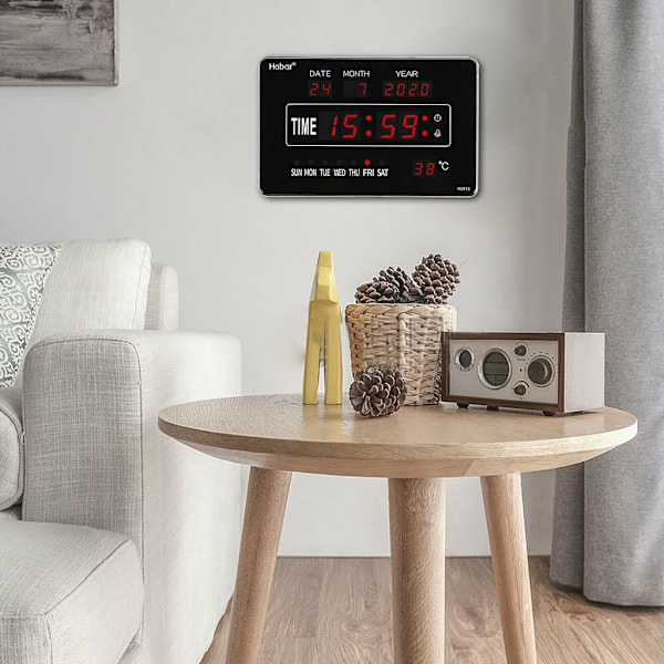 LED Digital Väggklocka med Temperatur, Kalender och Datum