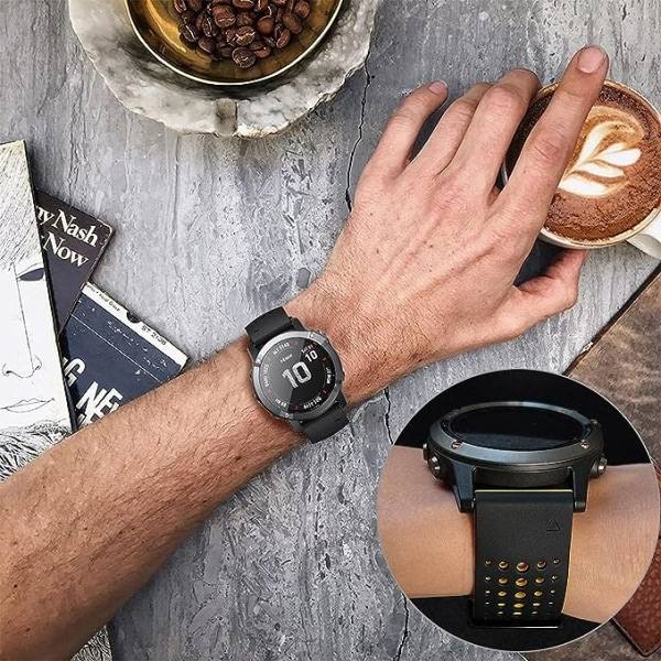 Quickfit 26mm Silikone Blød Sports Vandtæt Åndbar Armbånd til Garmin Fenix 5X Plus, Fenix 6X Pro/Sapphire, Enduro, Tactix Bravo Sort Gul Svartgul