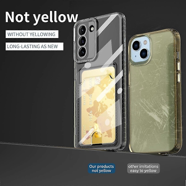 För Samsung Galaxy S23+ 5G Kortfack Stöttåligt Transparent Mobilskal