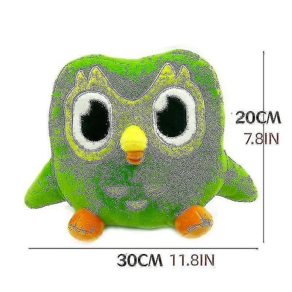 30cm Duolingo Plushie Duo 10. vuosipäivän vihreä pöllölahja lapsille, pehmolelu 20cm