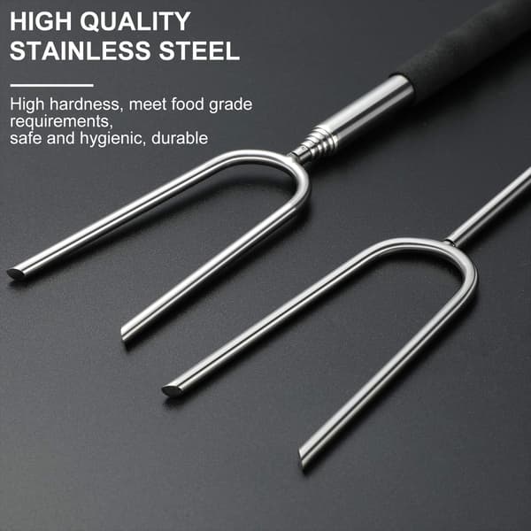 6 stk. BBQ-gafler, 85 cm teleskopiske spyd for marshmallows, Rtie og pølser