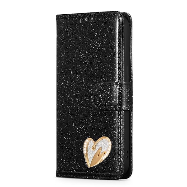 Glitterpulver Love Læder Telefoncover til iPhone 15 Pro Max