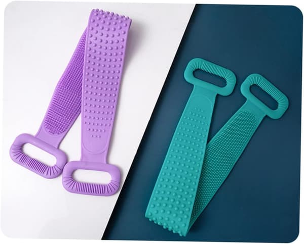 Bade- og massagehåndklæder Børste til badeværelse Eksfolierende gel til kvinder Selvrensende badehåndklæde Lang blå Blue