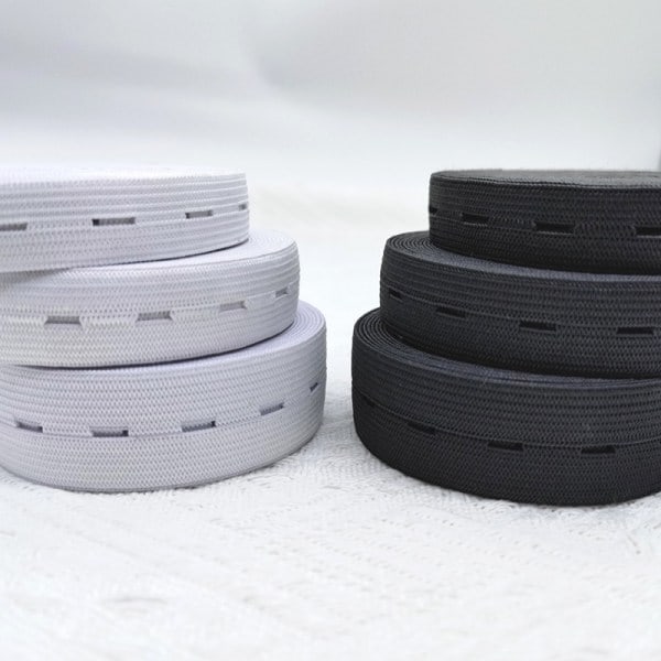 Elastisk Knaphulsbånd Elastikbånd, Praktisk og Alsidig Sort Bredde: 2,5 cm Bredd: 2,5cm